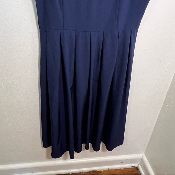 Sleeveless Fit & Flare Dress Navy Blue Pleated XL - Picture 4 of 8